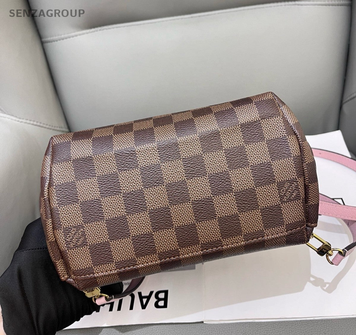 Louis Vuitton Clapton Backpack Damier Ebene Top Handle Brown Pink Women