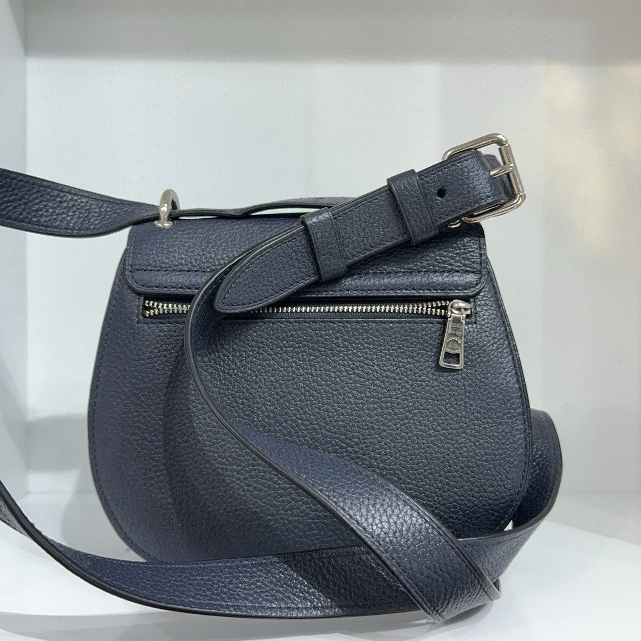 Coach Navy Leather Saddle Shoulder Crossbody Bag For Women