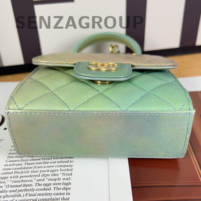 Chanel Quilted Handbag Green Gold Hardware Classic Fashion Women