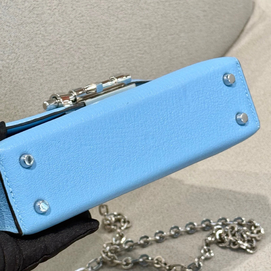 Hermes Verrou Mini Candy Blue Leather Shoulder Bag Women