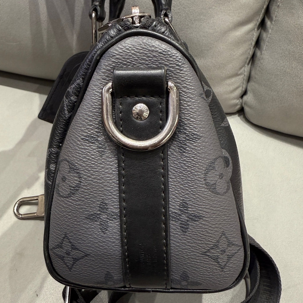 Louis Vuitton Keepall 25 Black Silver Hand Carry Shoulder Bag Unisex Classic