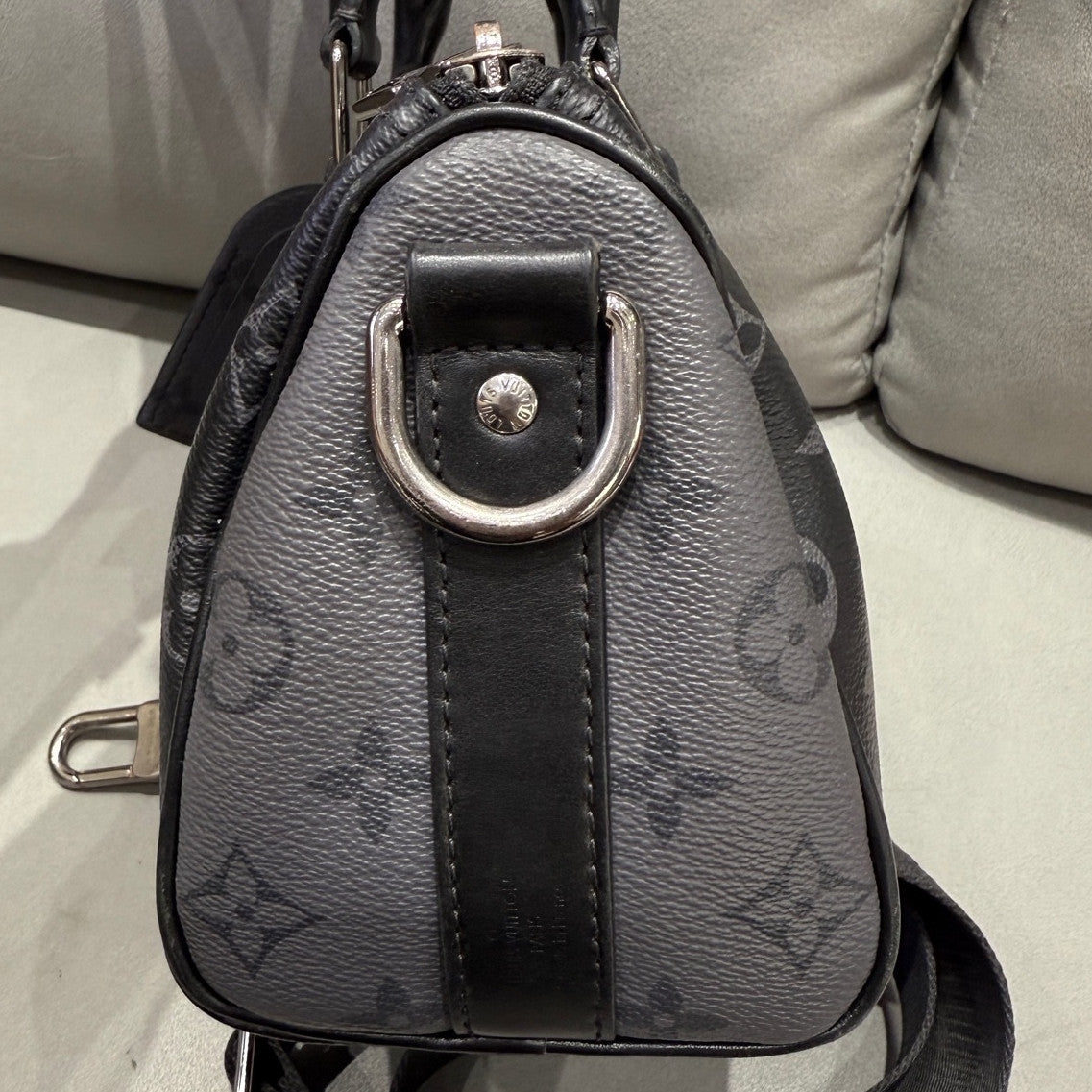 Louis Vuitton Keepall 25 Black Silver Hand Carry Shoulder Bag Unisex Classic