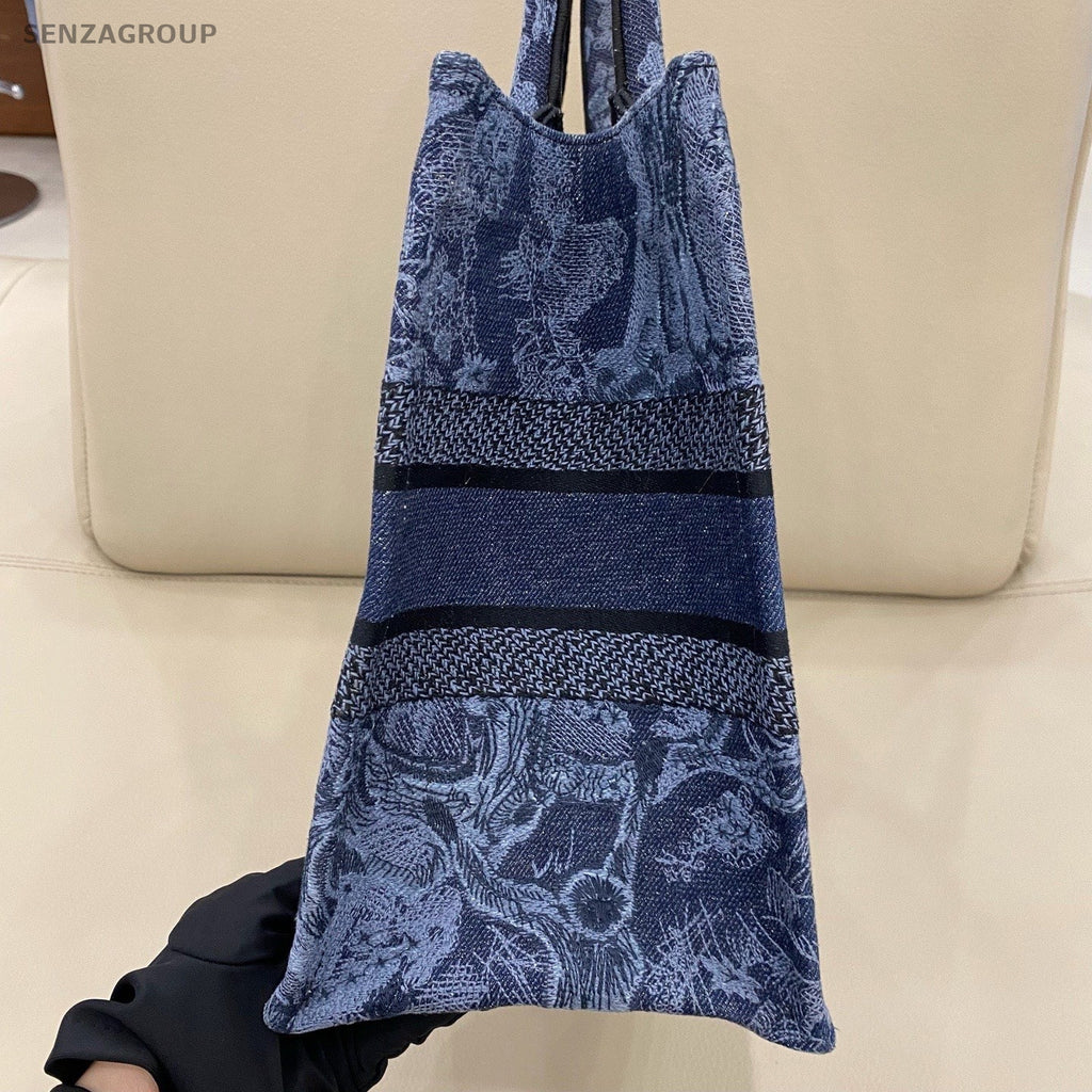 Christian Dior Book Tote MM Handbag Blue Used Women Classic