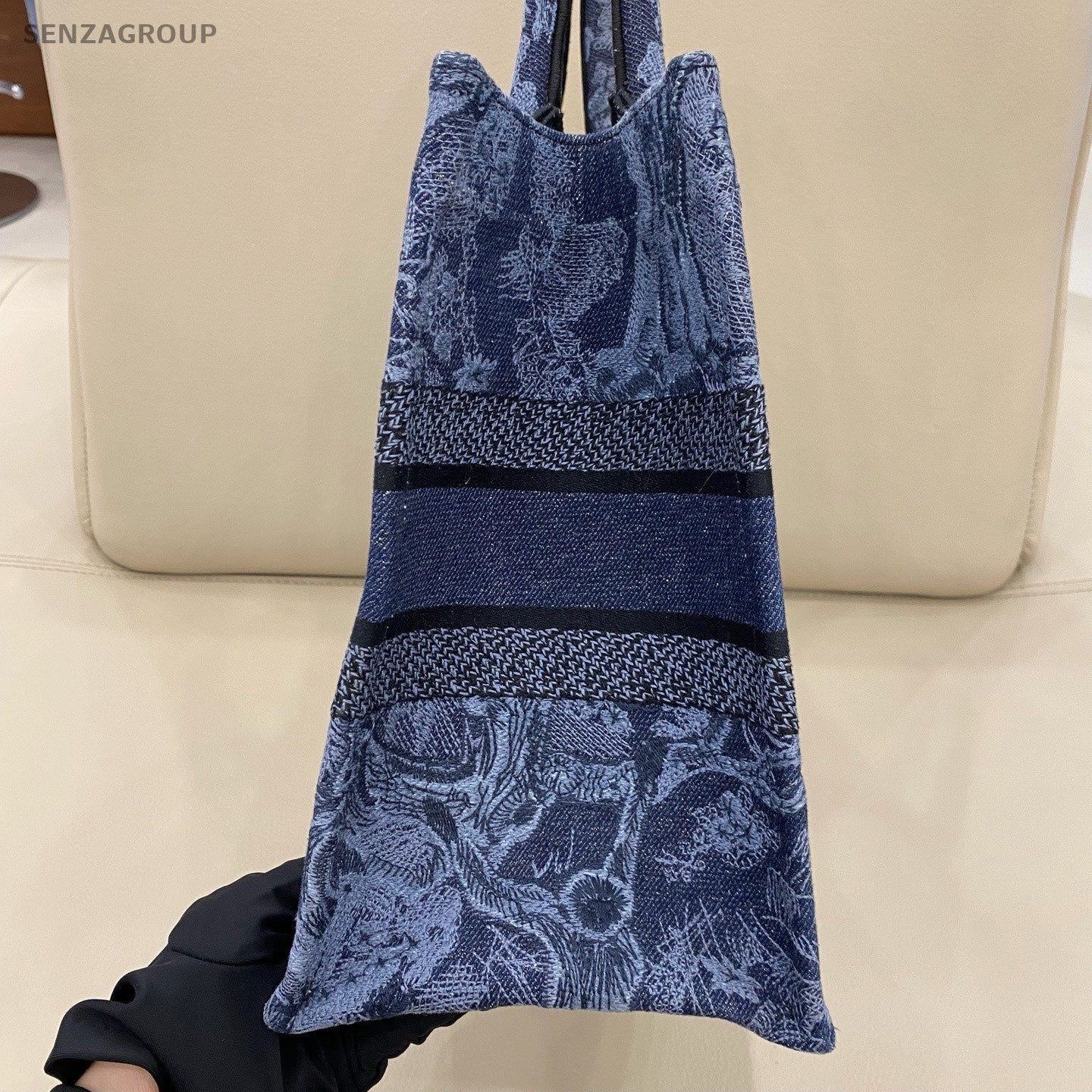 Christian Dior Book Tote MM Handbag Blue Used Women Classic