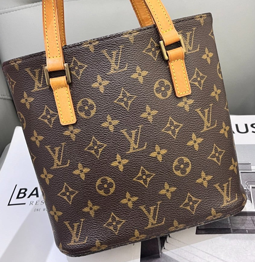 Louis Vuitton Vivian PM Monogram Top Handle Bag Brown Gold Women Classic