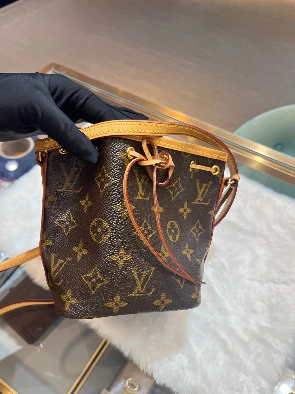 Pre-owned Louis Vuitton Canvas Nano Noe Bucket Bag For Women