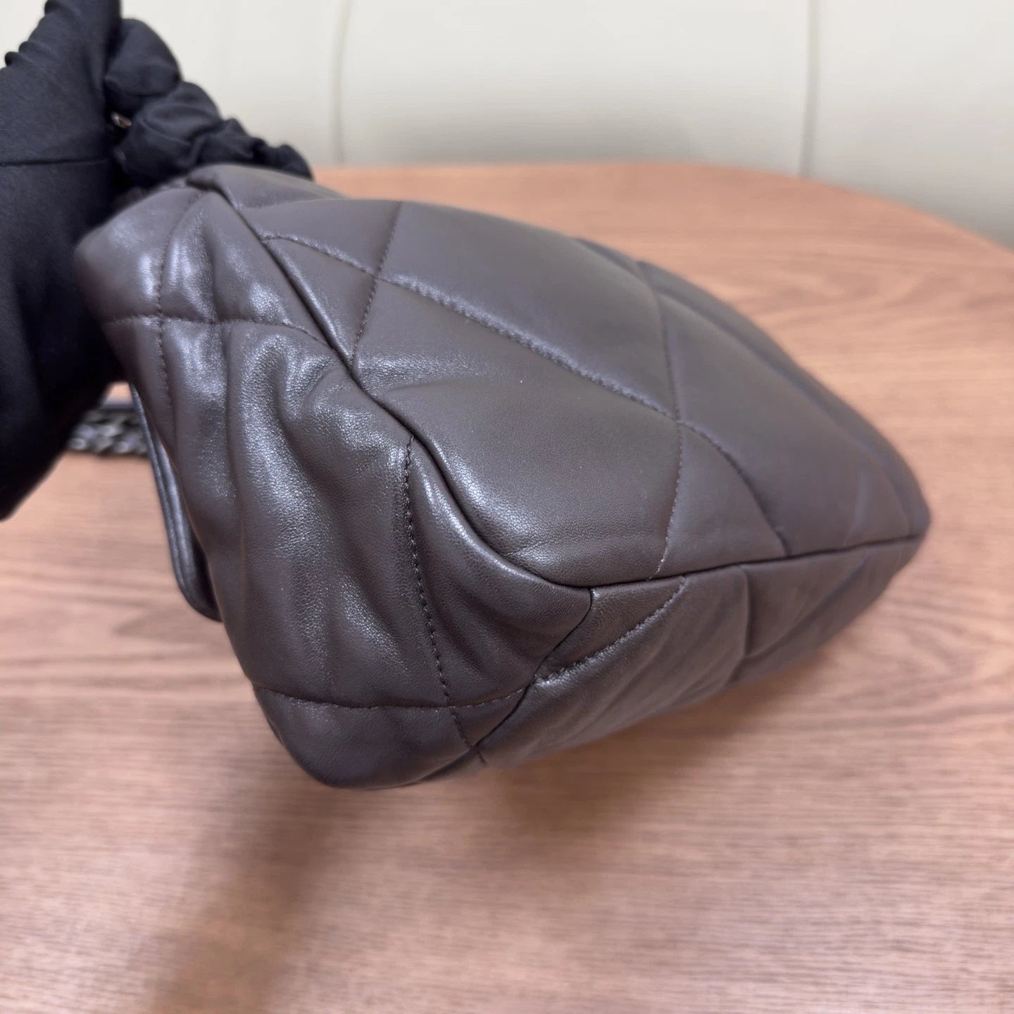 Chanel 19 Bag Small Flap Crossbody Shoulder Bag Dark Brown Lambskin