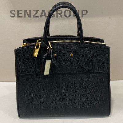 Louis Vuitton City Steamer Black Gold Leather Handbag Classic Women's