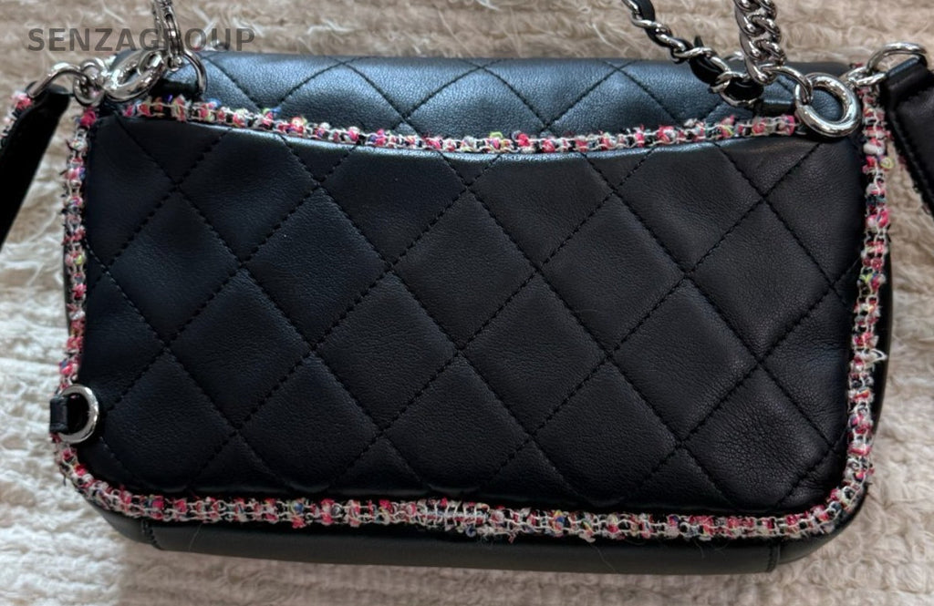 Chanel 19S Chain Shoulder Bag Crossbody Black Blue Used Women Designer