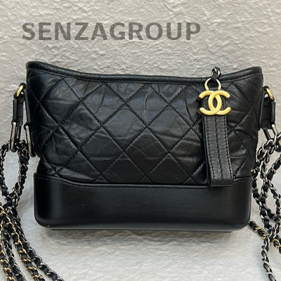 Chanel Gabrielle Hobo Bag Black Gold Small Chevron Chain Shoulder Bag