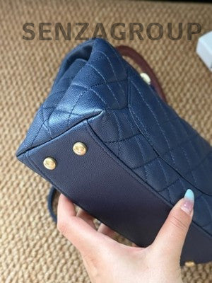 Chanel Coco Handle Blue Gold Quilted Chain Crossbody Bag Classic