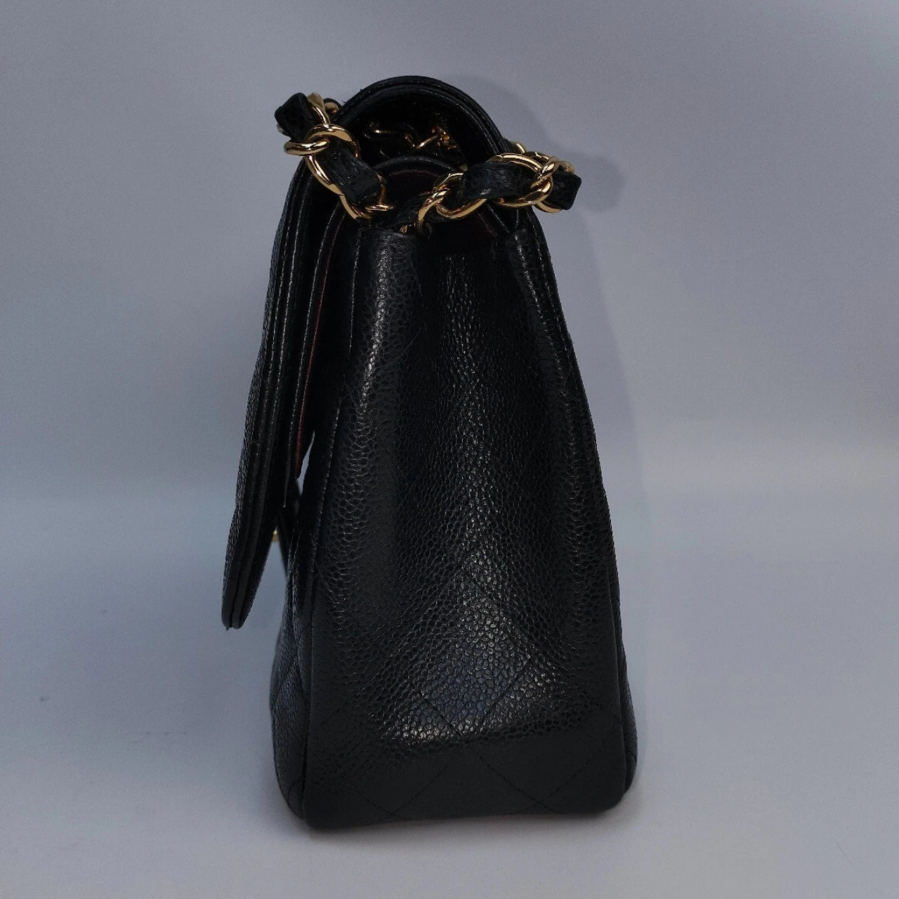 SJ0001 KY02382 Chanel CF Classic Flap Jumbo Caviar Leather Gold Hardware