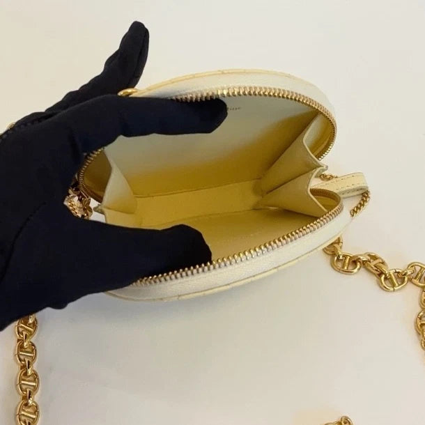 Christian Dior Caro Cannage Calfskin Chain Shoulder Crossbody Bag Yellow Women