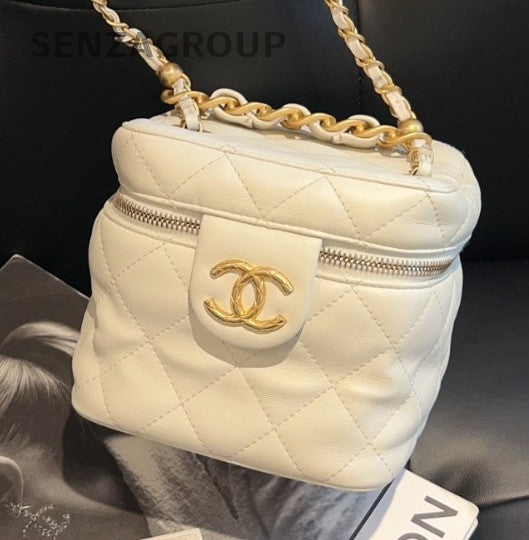 CHANEL 22S Box mini Chain Strap Crossbody bag White Gold Women