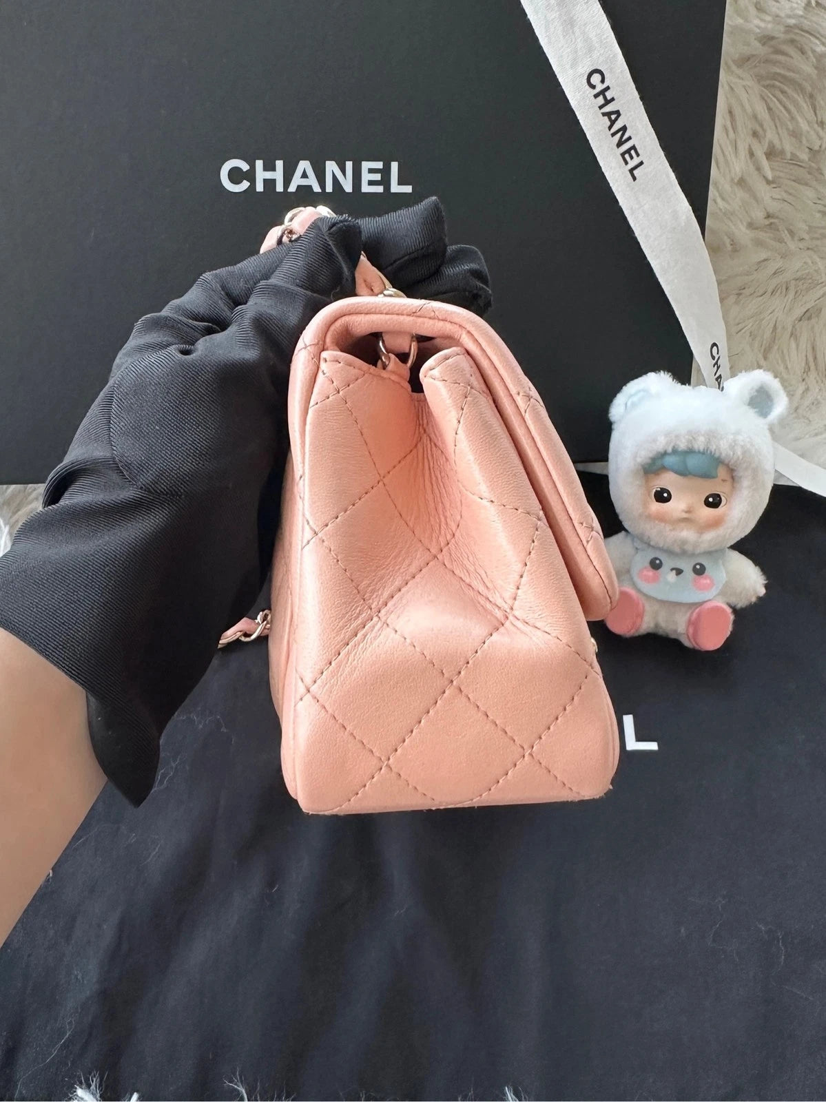 CHANEL Light Pink Lambskin Square Crossbody For Women