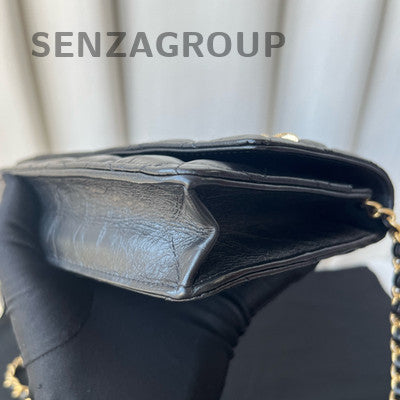 Chanel Black Gold Quilted WOC Chain Bag Classic Women's