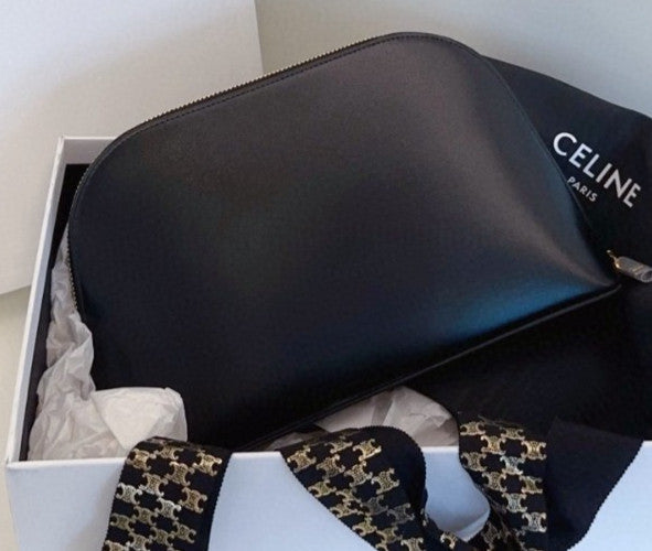 CELINE Triomphe Alma Handbag Black Gold Classic Brand NEW