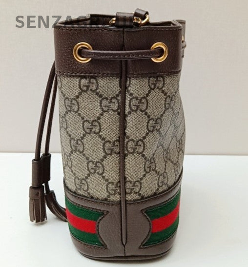 Gucci Ophidia Bucket Brown Gold Shoulder Bag Crossbody Women Classic