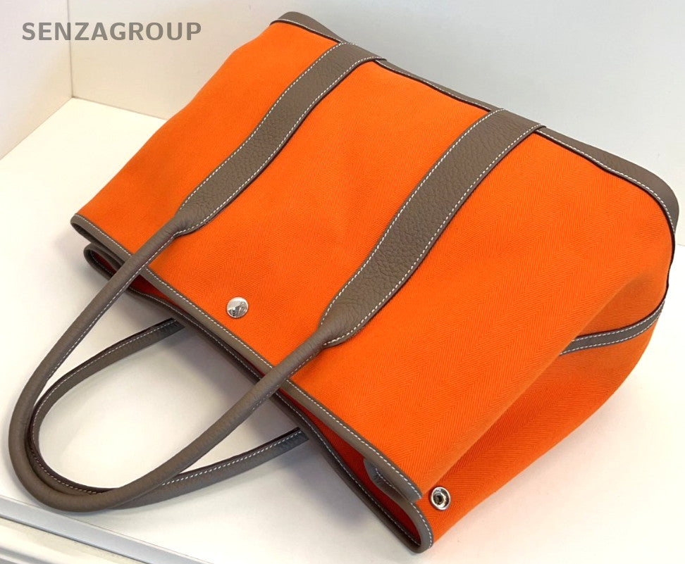Hermes Gardenparty GP36 tote Handbag Almost Brand NEW Orange Elephant Grey