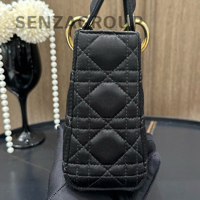 Dior Lady Dior Cannage Handbag Black Gold Chain Strap Classic Women