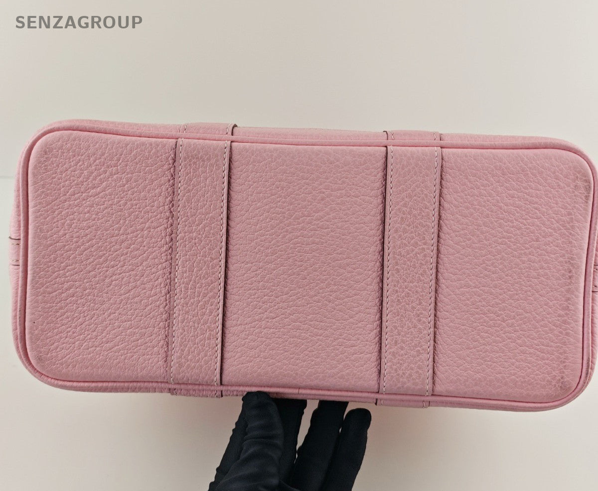 Hermes Garden Party Top Handle Bag Pink Silver Used Women Classic Fashion
