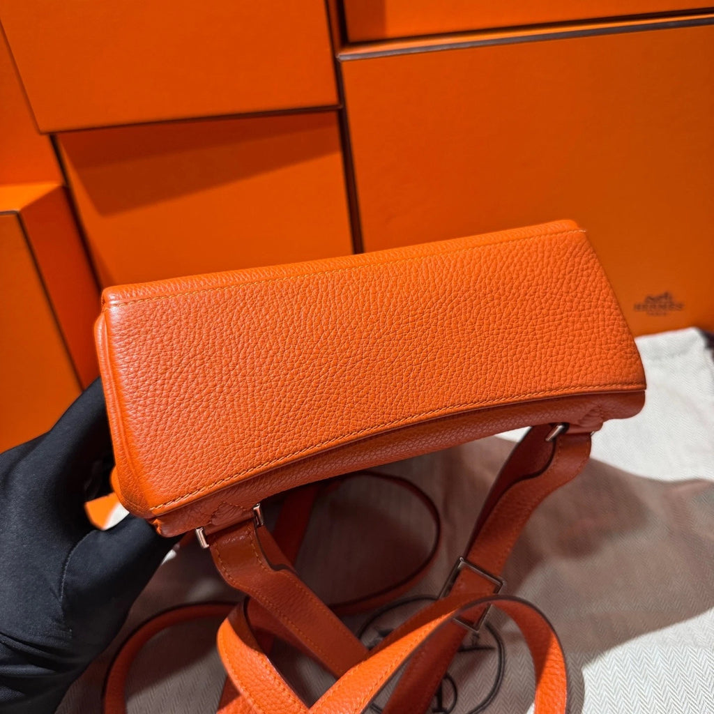 Hermes Kelly Ado Orange TC Leather Backpack For Women