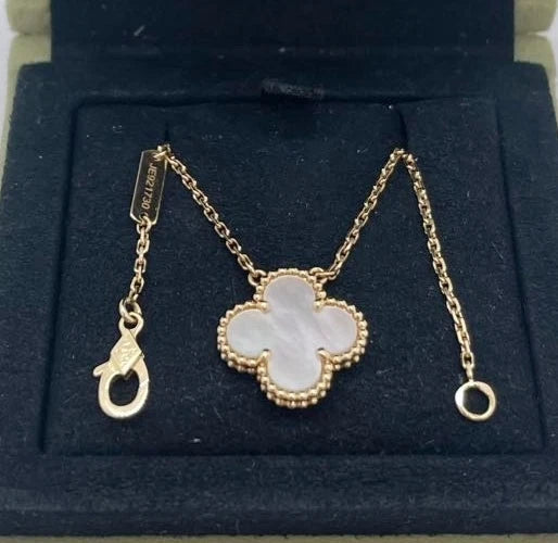 Van Cleef &amp; Arpels Vintage Alhambra Necklace White Mother of Pearl 18K Gold