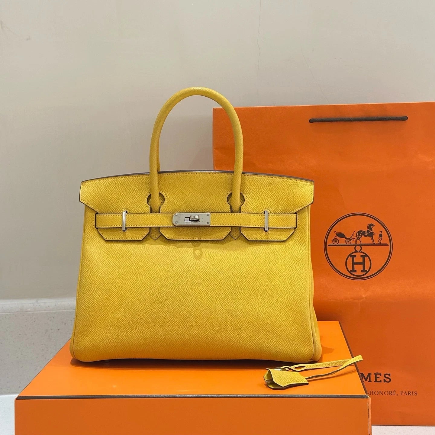 Hermes Yellow Epsom Leather Birkin30 Handbag For Women