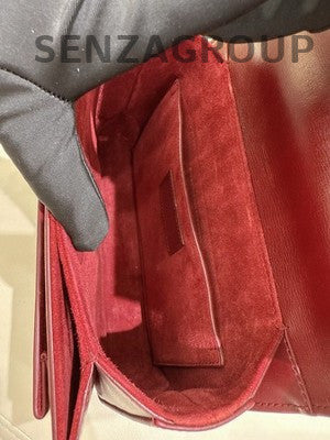 YSL Saint Laurent Bellechasse Red Silver Vintage Shoulder Bag Women Classic