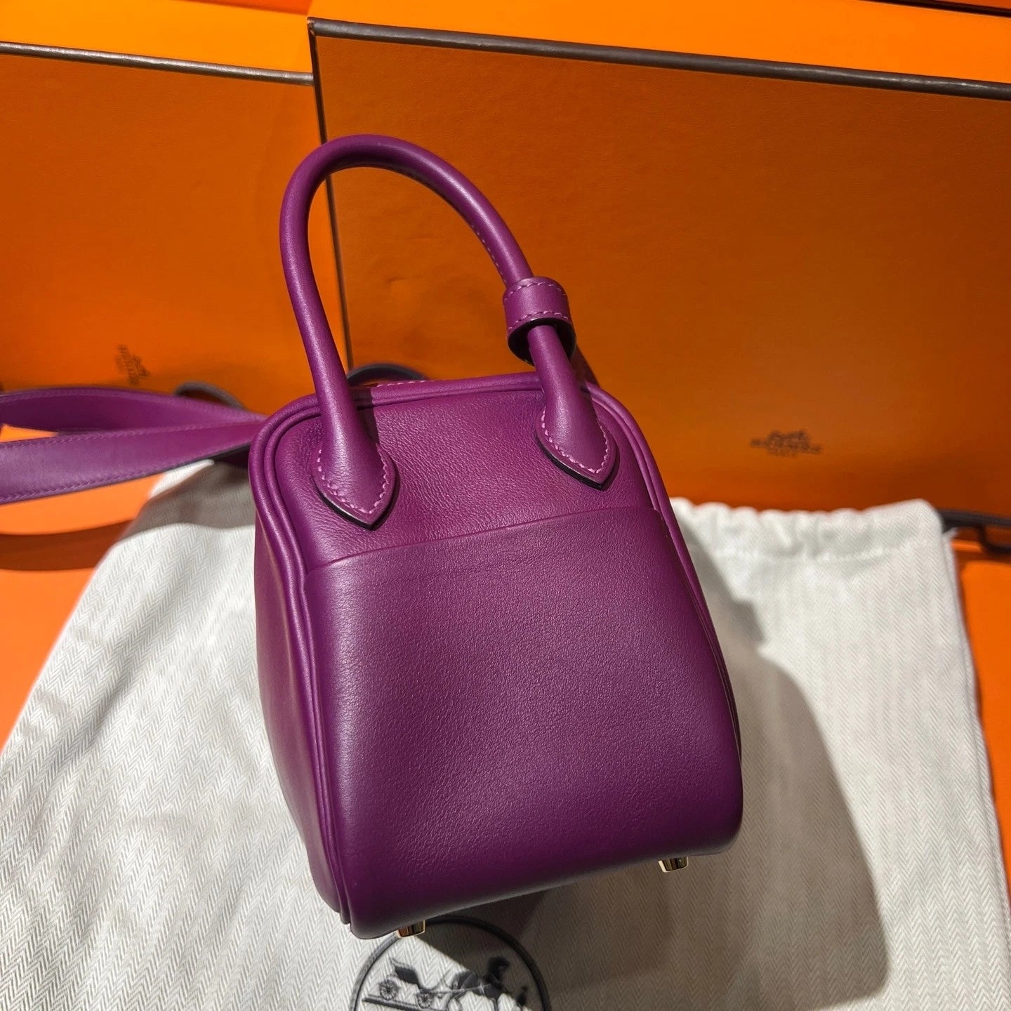 Hermes Mini Lindy Purple Swift Leather Handbag Crossbody For Women