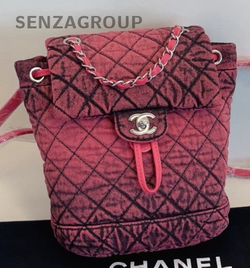 Chanel Diamond Pattern Mini Backpack Pink Silver Women Designer