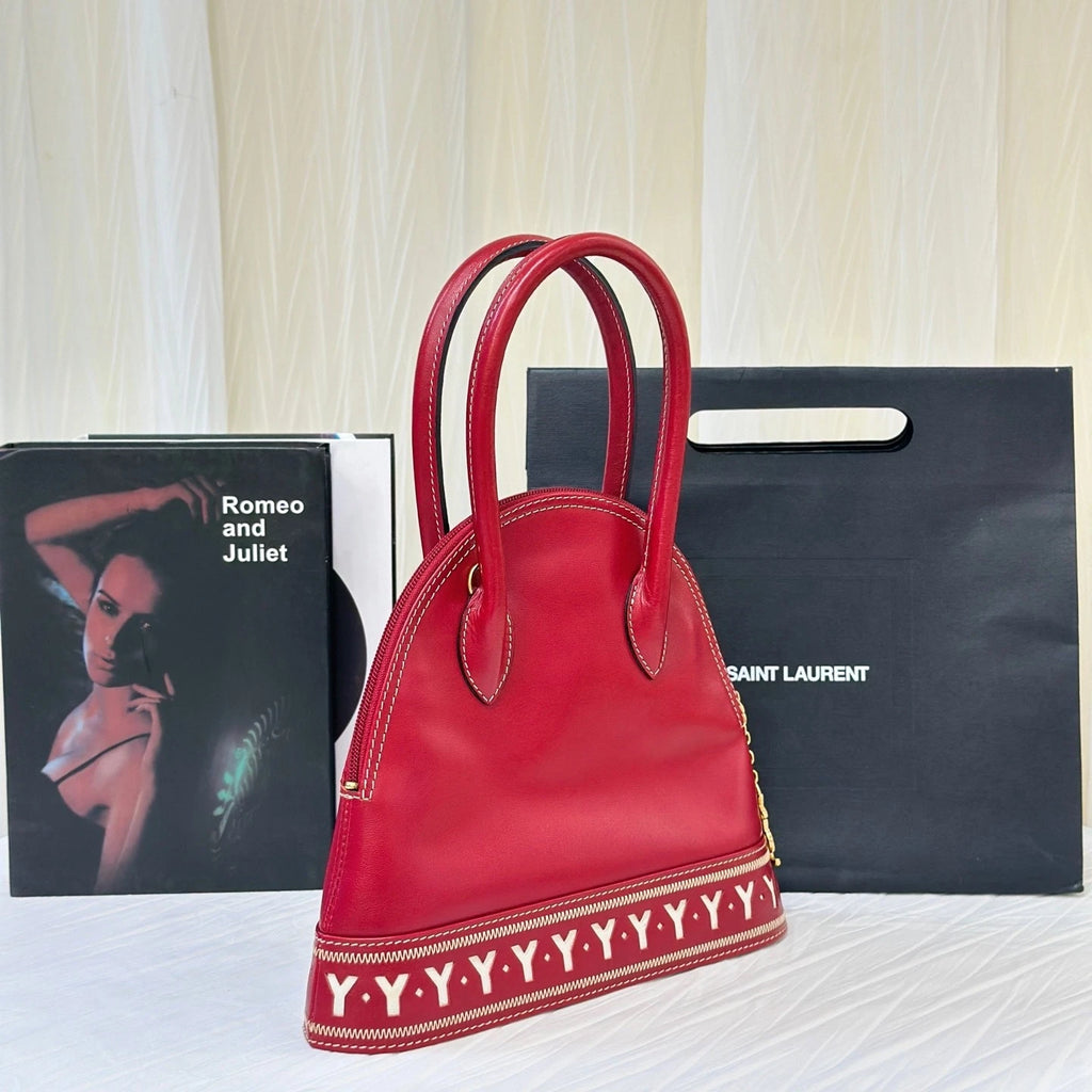 YSL Red White Y Line Shell Shoulder Handbag For Women