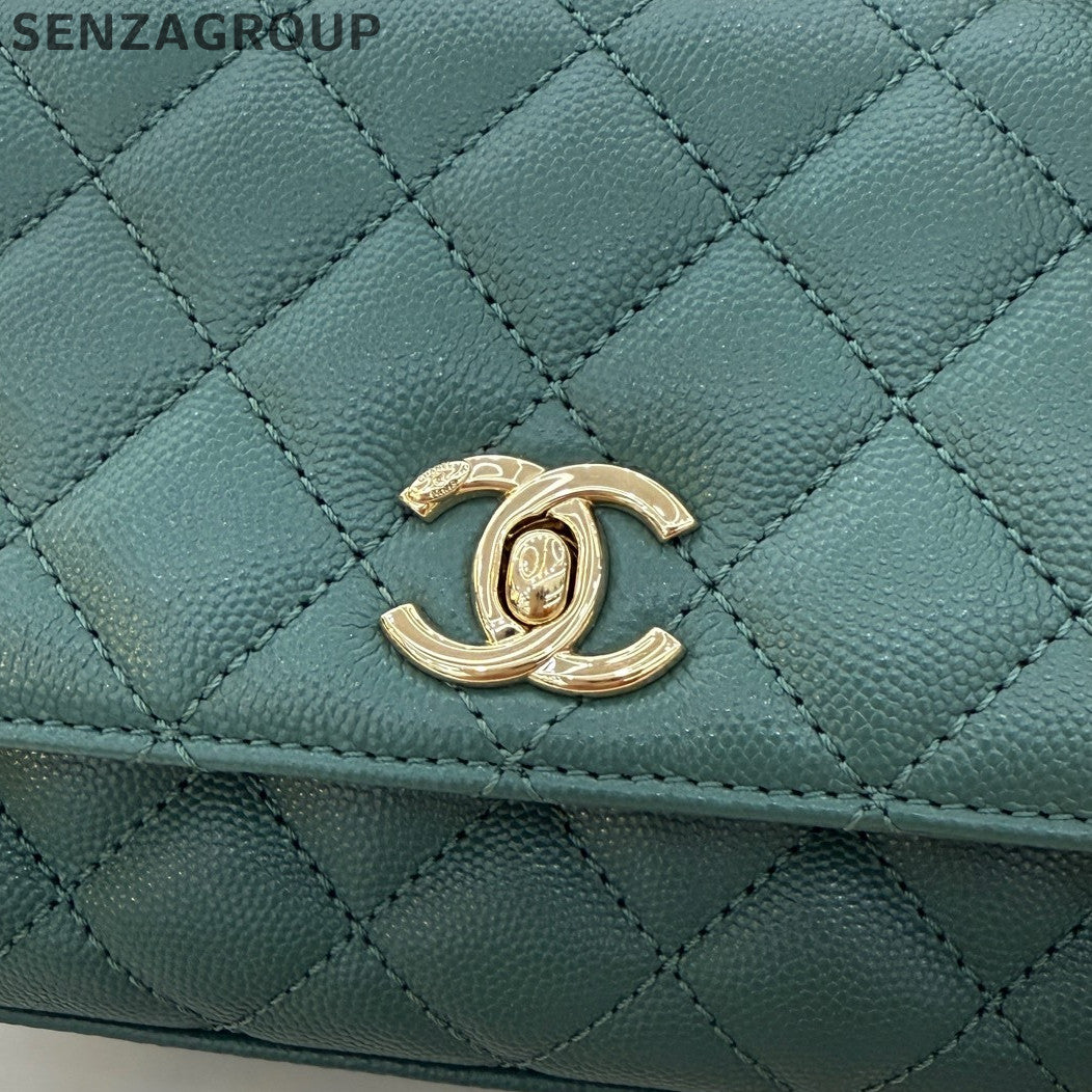 Chanel Coco Handle Mini Green Gold Chain Crossbody Bag Women's Fashion