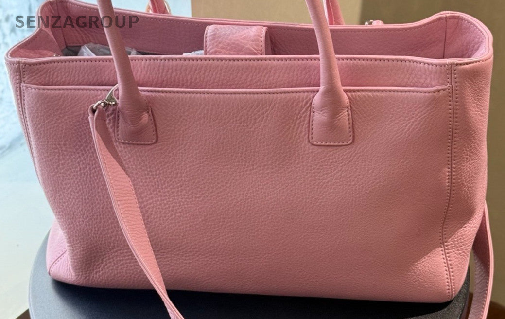 Chanel Cerf MM Tote Shoulder Bag Pink Silver Women Classic Designer