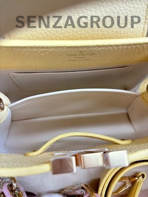 Louis Vuitton Capucines Mini Taurillon Yellow Shoulder Crossbody Handbag Women
