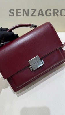 YSL Saint Laurent Bellechasse Red Silver Vintage Shoulder Bag Women Classic