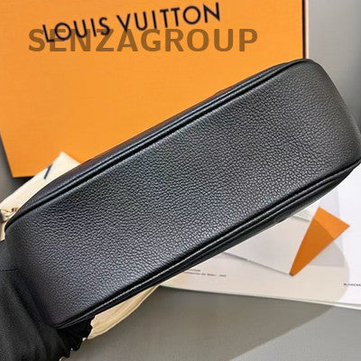Louis Vuitton Black Leather Croissant Moon Bag Women's Shoulder Crossbody