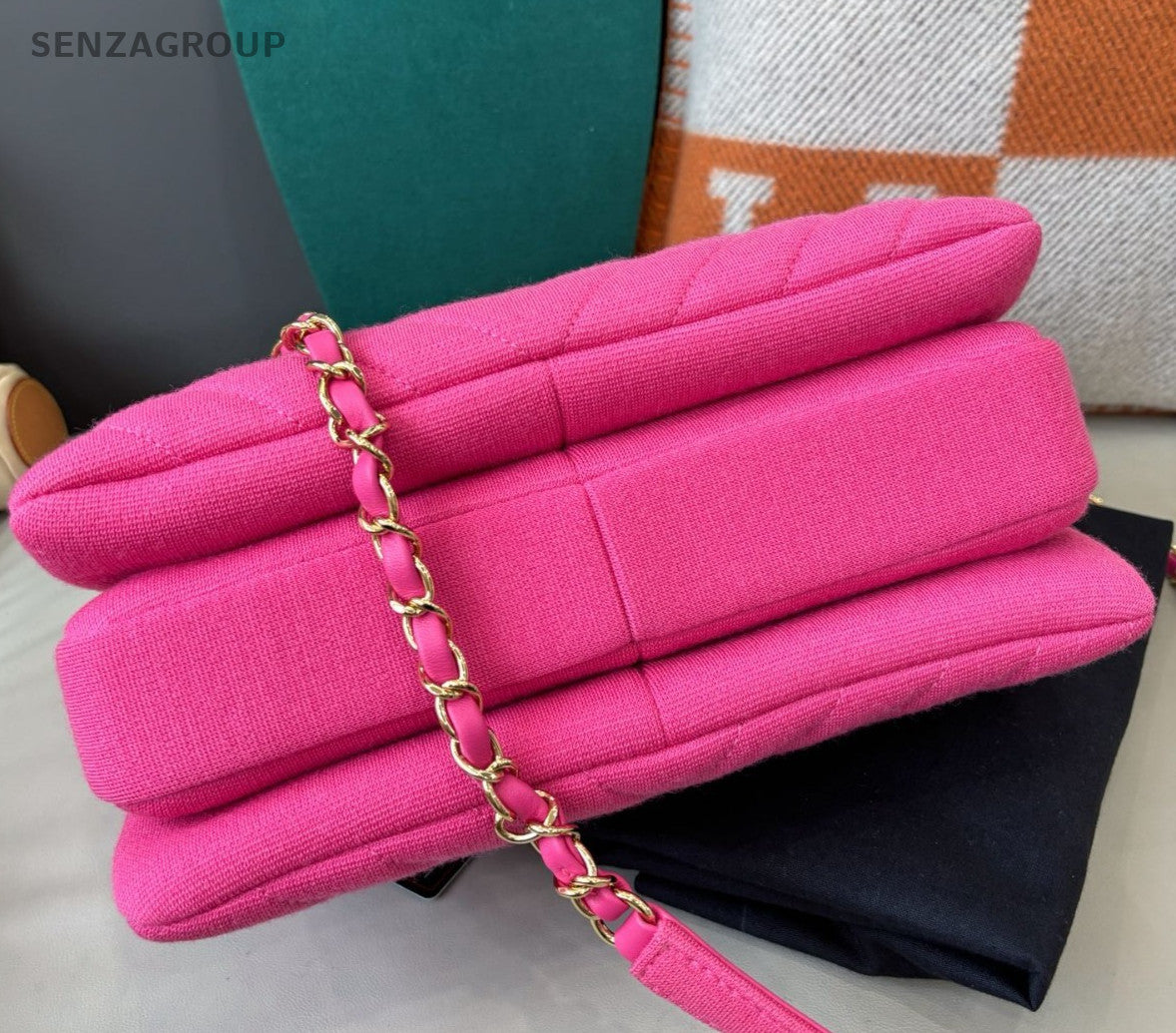 Chanel Trendy CC Chain Crossbody Top Handle Bag Pink Gold Women Classic