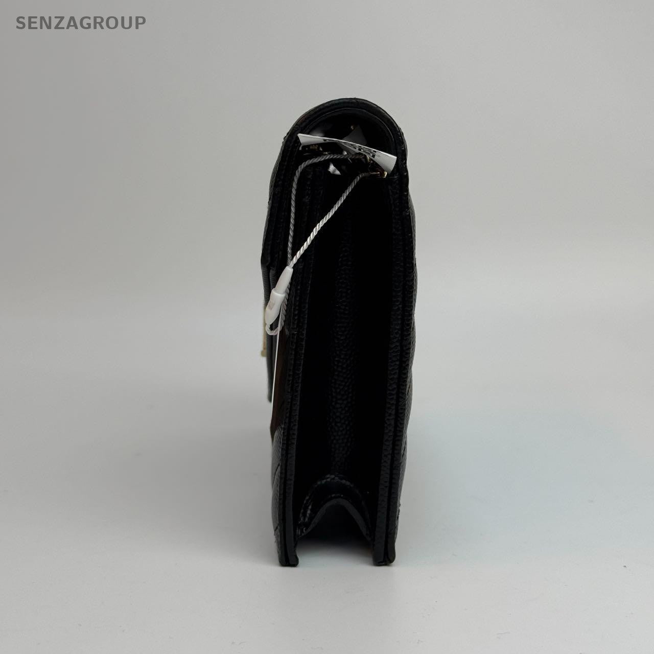 SJ0001 YSL wallet on chain envelope black & golden hardware woc