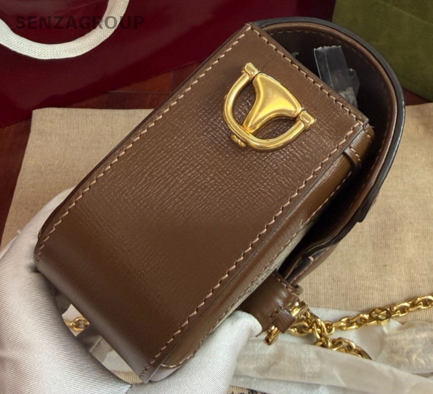 Gucci Horsebit1955 Chain Handbag Shoulder Bag Brown Gold Women Classic