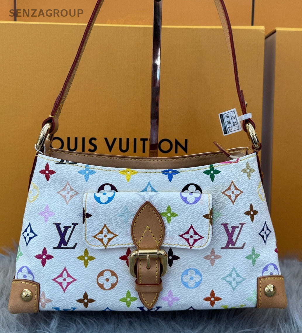 Louis Vuitton Monogram Vintage Shoulder Bag White Multicolor Women Classic