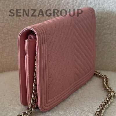 Chanel LeBoy Pink Gold Hardware Chain Shoulder Crossbody Bag