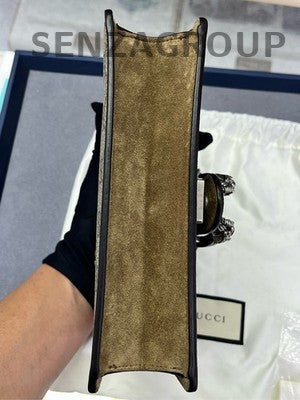 Gucci Small Dionysus Shoulder Bag Suede Brown Silver Hardware