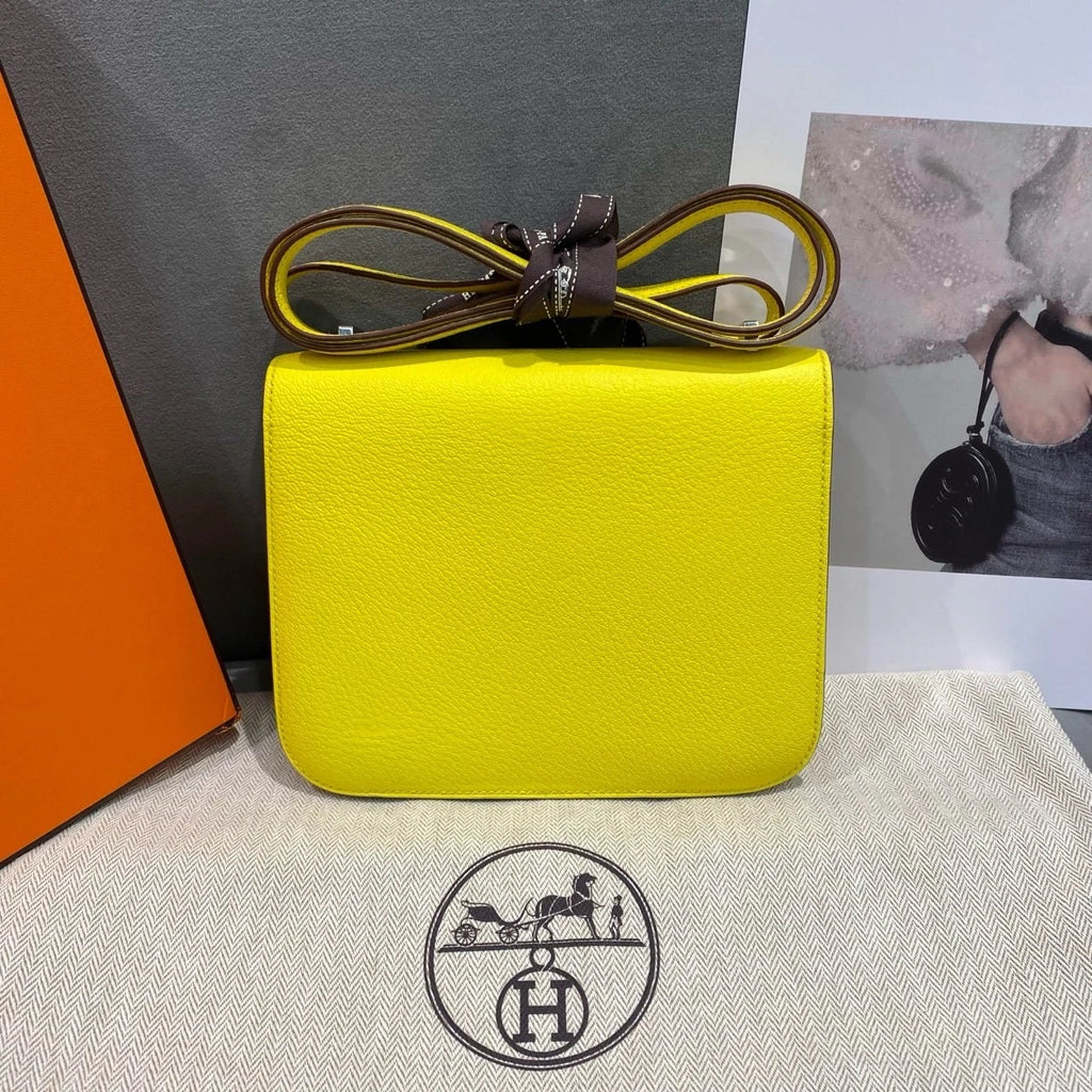 Hermes Constance19 Lemon Yellow Goatskin Women's Shoulder Bag