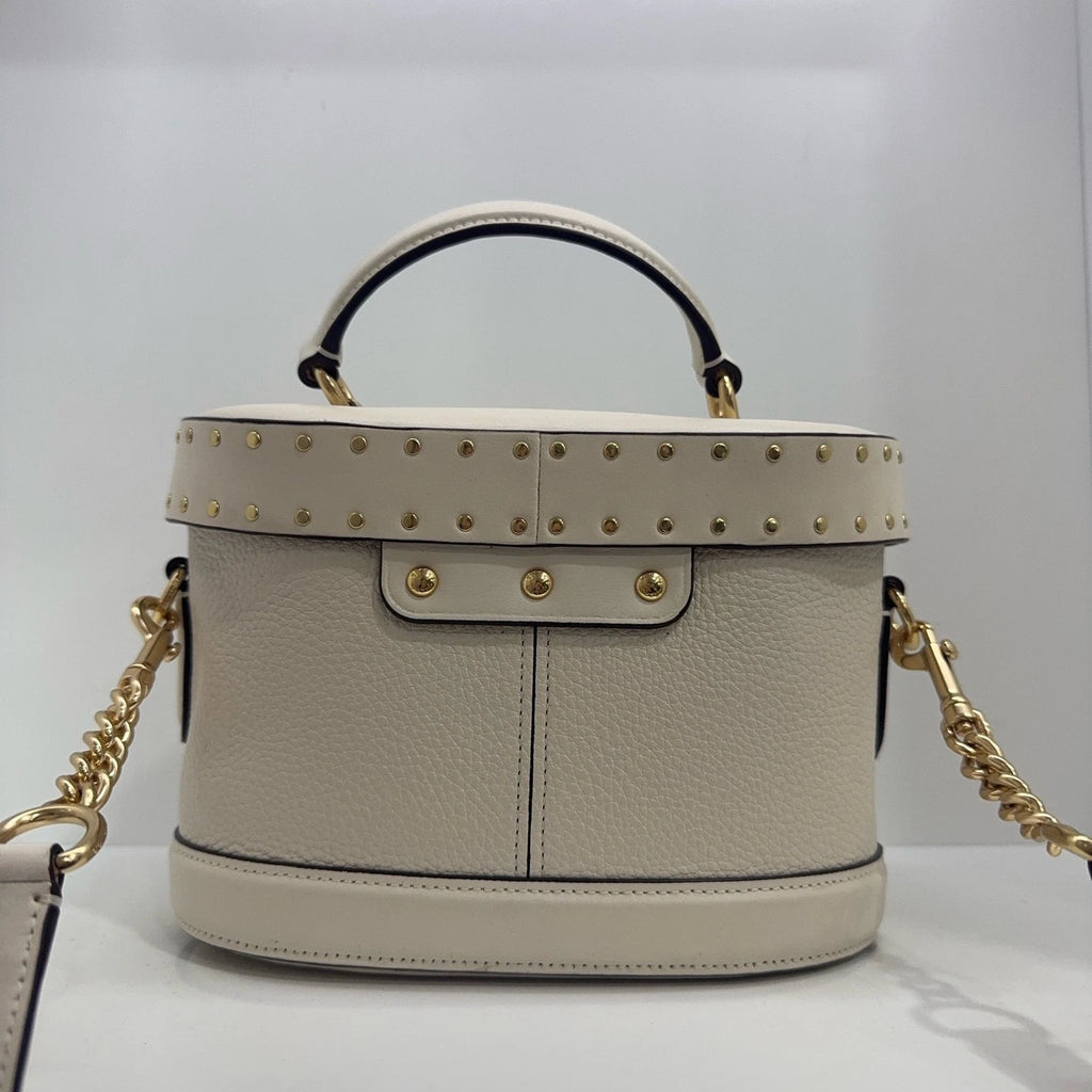 Coach Georgie 20 White Rivet Leather Box Handbag Shoulder Crossbody Women