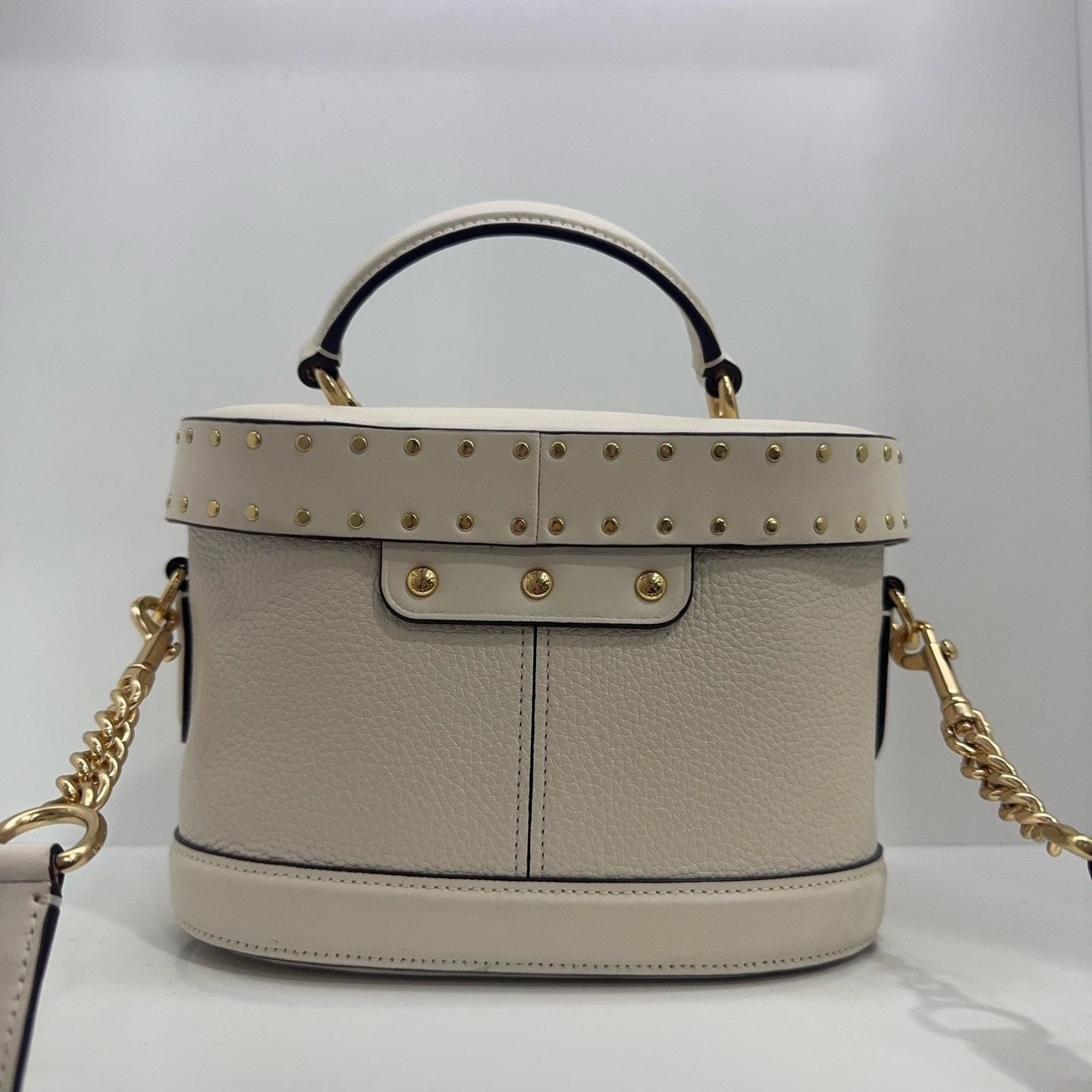 Coach Georgie 20 White Rivet Leather Box Handbag Shoulder Crossbody Women