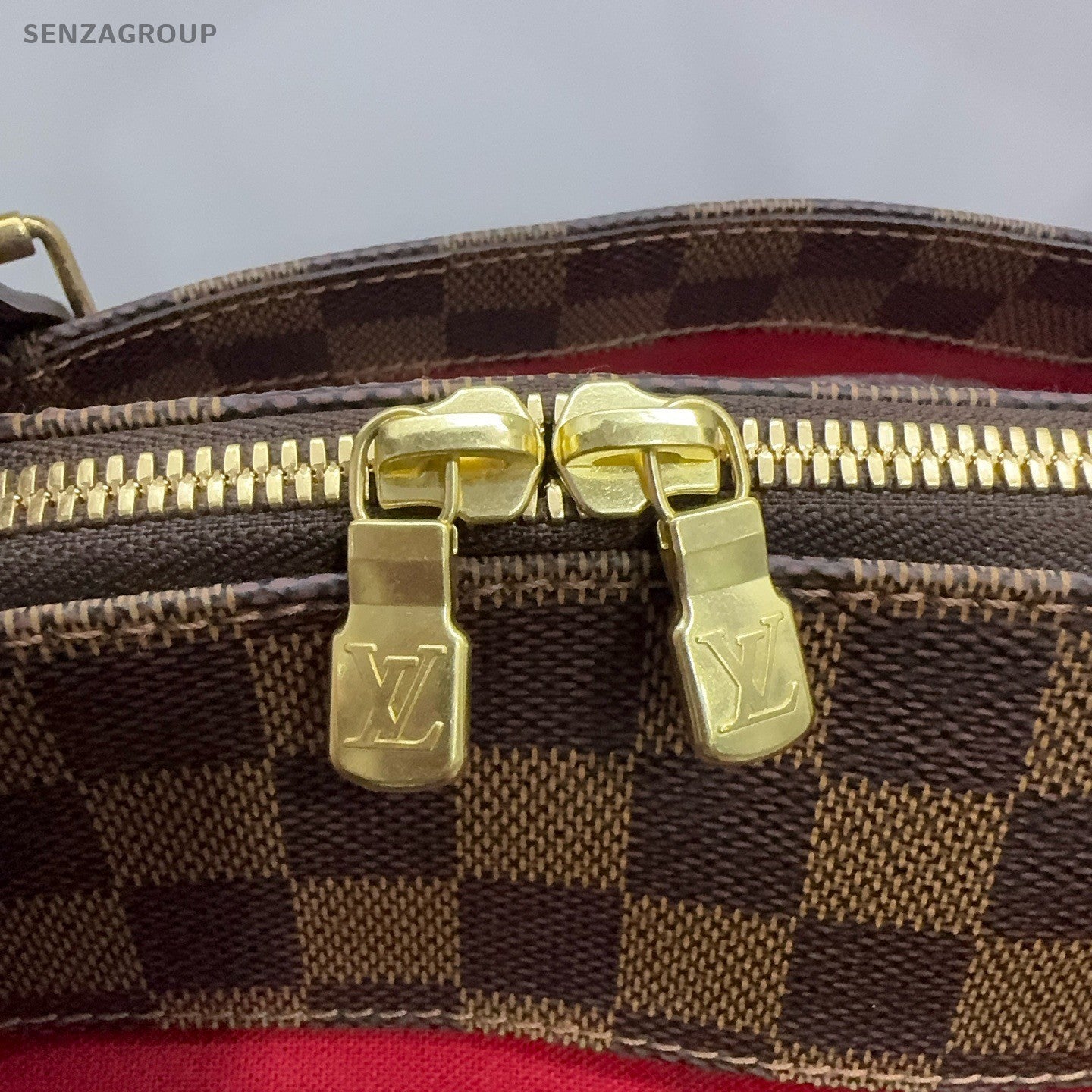 Louis Vuitton Damier Zipping Shoulder Bag Brown Gold Used Women Classic