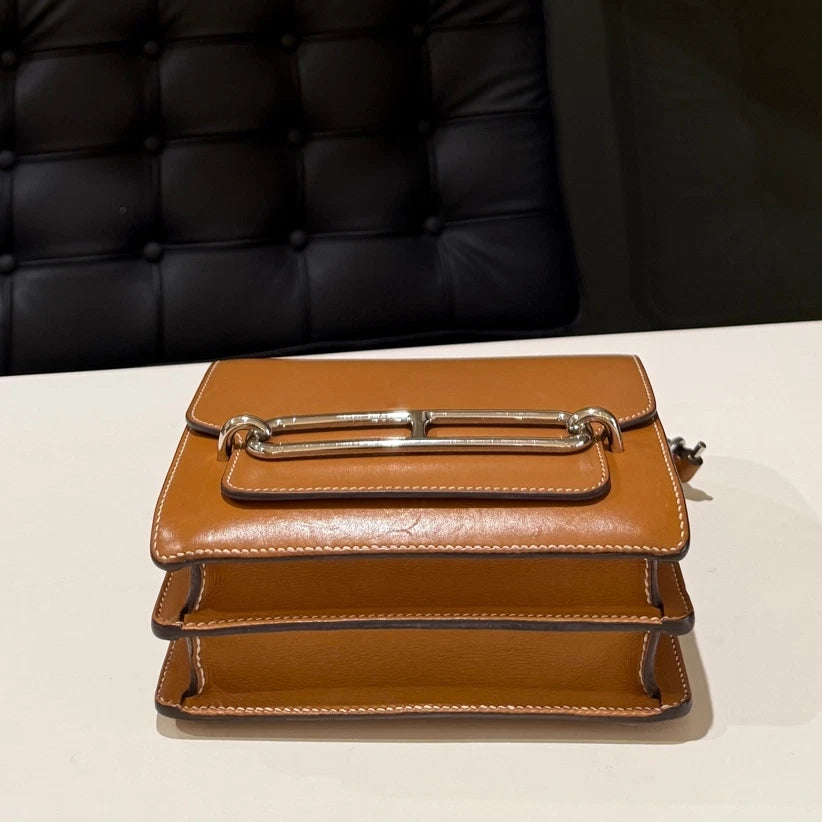 Hermès Roulis 19 Bag Orange Silver Hardware Shoulder Crossbody Bag Women