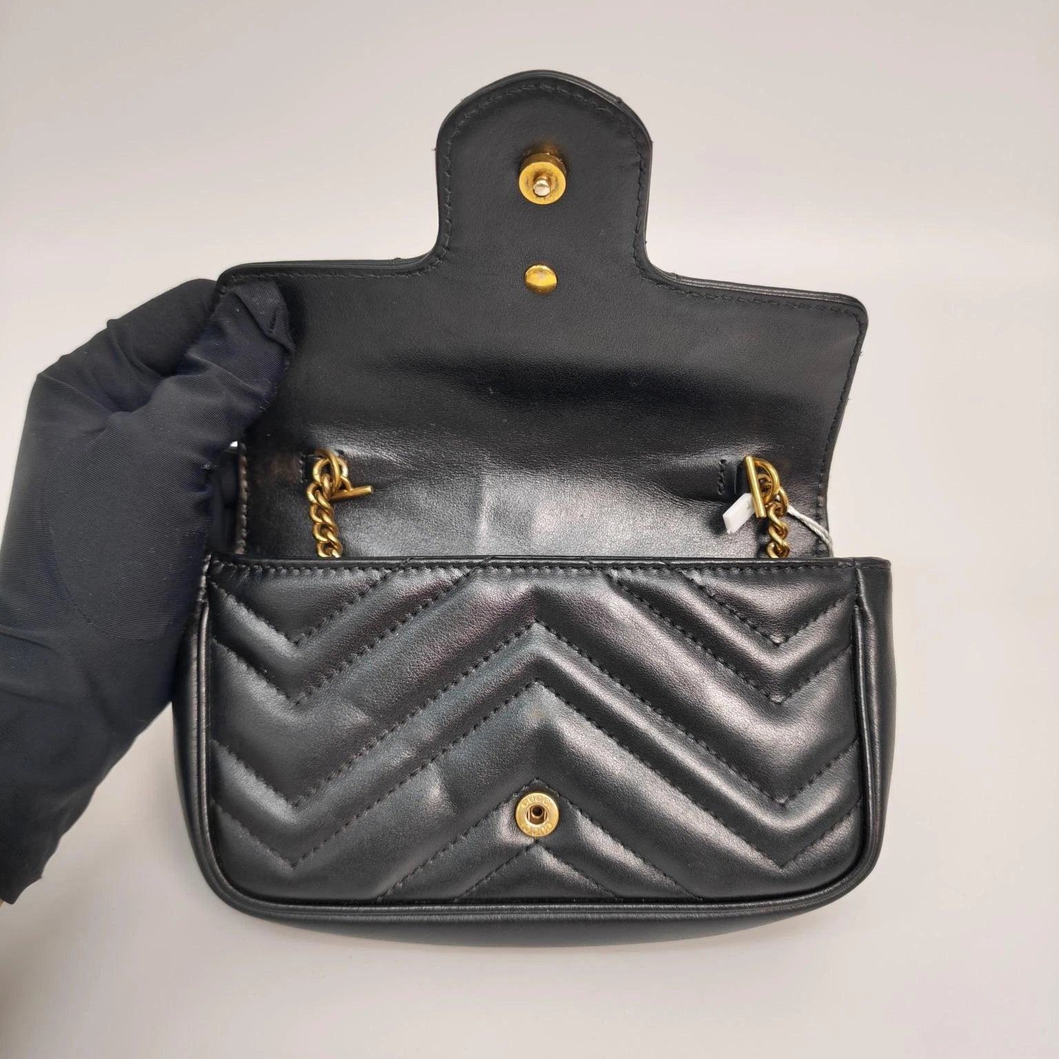 Gucci Marmont Mini Black Gold Calfskin Shoulder Bag For Women