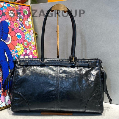 Prada Softlux Large Bonnie Shoulder Bag Black Gold Women's